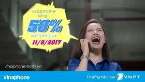 Vinaphone khuyến mãi 50% thẻ nạp ngày vàng 11/8/2017